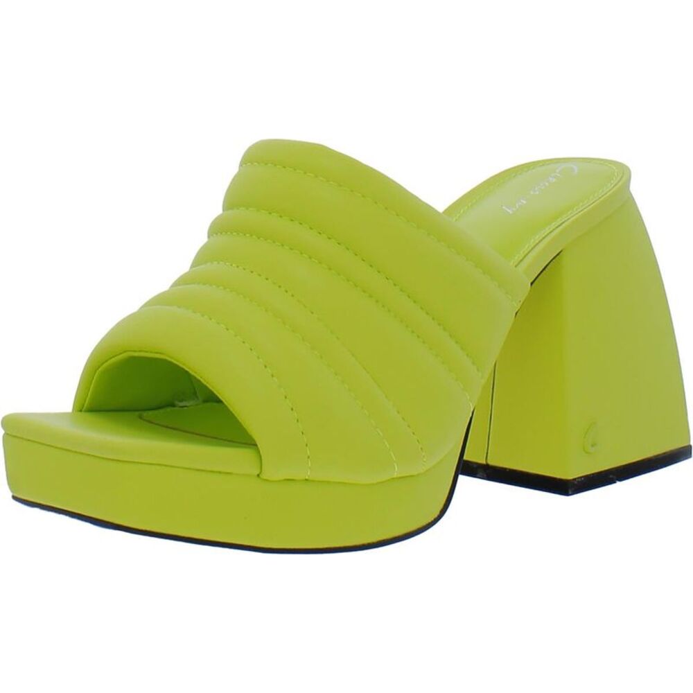 Lime Green Block Heel Mules